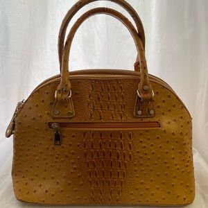 Imoshion Mustard Vegan Ostrich Embossed Dome Satchel